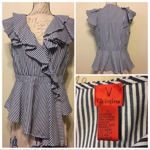 Striped Ruffle blouse